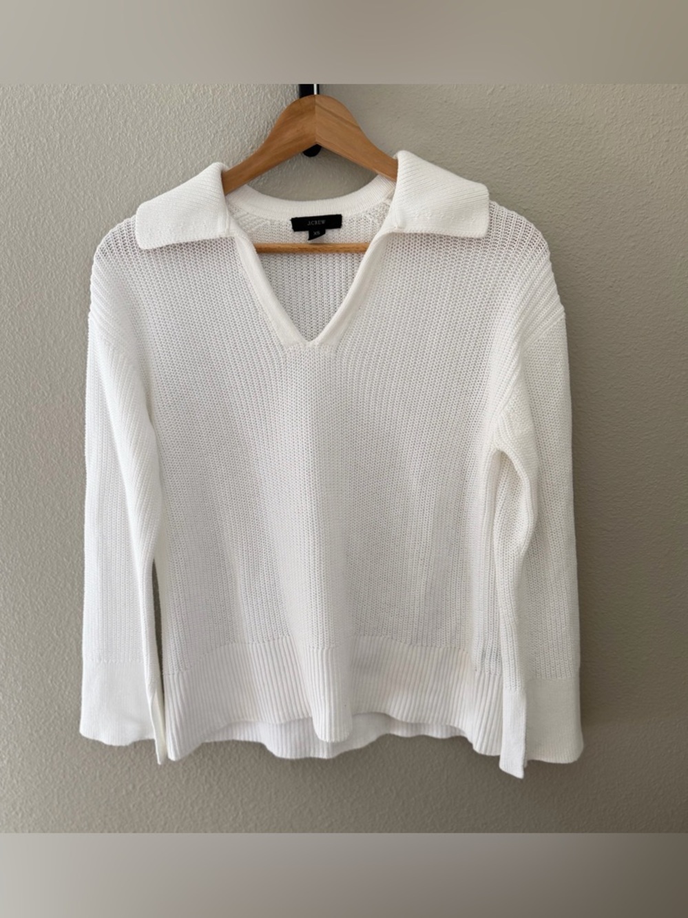 J. Crew White Johnny Collar Knit Sweater - S